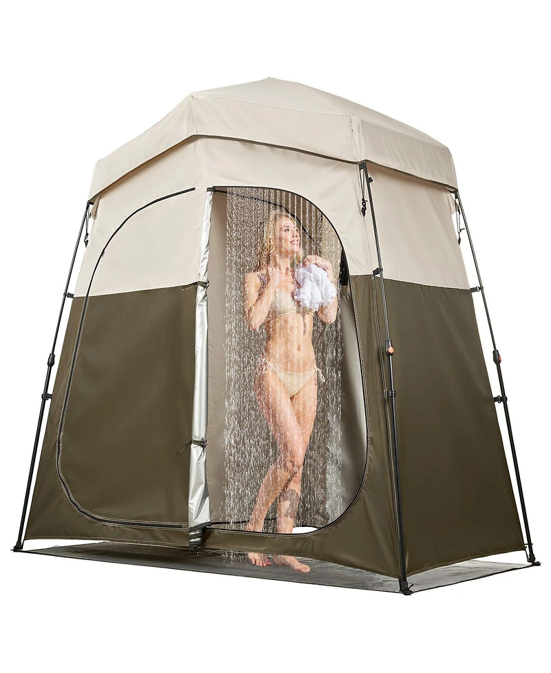 Mecale 2-Room Portable Camping Shower Tent with Carry Bag