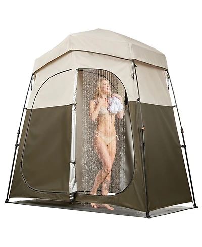 Mecale 2-Room Portable Camping Shower Tent with Carry Bag