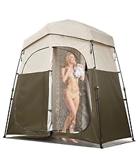 Mecale 2-Room Portable Camping Shower Tent with Carry Bag