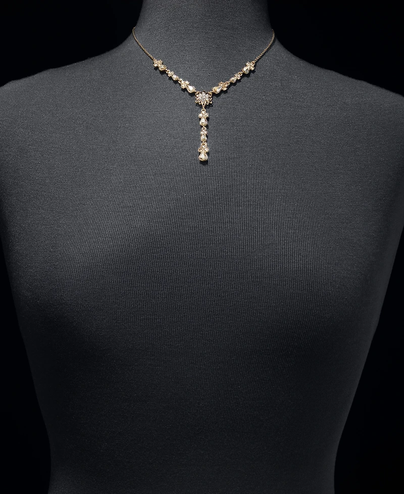 Marchesa Crystal Flower Lariat Necklace, 16" + 3" extender