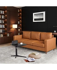 gaomon 85" Mid Century Modern 3-Seater Sofa Couch, Faux Leather Deep Seat