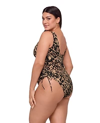 S3 Apparel Women's Sculpting Adjustable Low Cinched One-Piece Swimsuit - Onyx Black