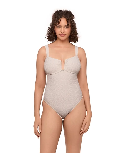 S3 Apparel Women's Sculpting Novelty Sweetheart U-Wire One-Piece Swimsuit - Coquette Basket Weave