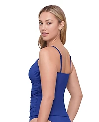 S3 Apparel Women's Smoothing Classic Shirred-Front Tankini Swimsuit Top