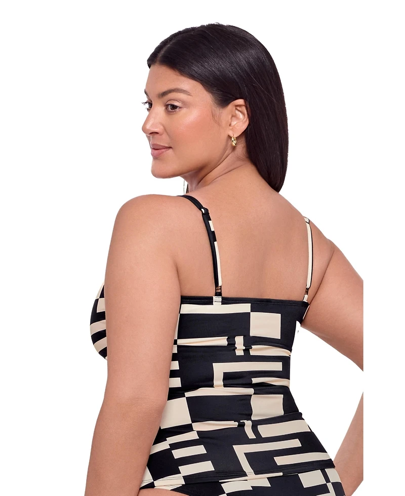 S3 Apparel Women's Supportive and Sculpting Classic Shirred-Front Tankini Swimsuit Top