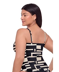 S3 Apparel Women's Supportive and Sculpting Classic Shirred-Front Tankini Swimsuit Top