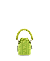 Pre-Owned Fendi Mini Woven Handle Mon Tresor Bucket Bag Zucca Embroidered Canvas