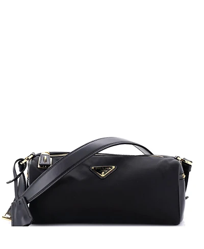 Pre-Owned Prada Medium Padlock Bauletto Shoulder Bag Re-Nylon with Leather