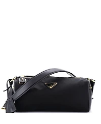 Pre-Owned Prada Medium Padlock Bauletto Shoulder Bag Re-Nylon with Leather