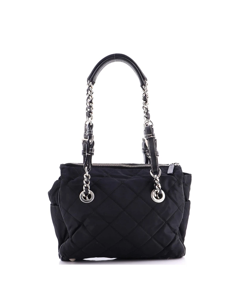 Pre-Owned Prada Medium Convertible Chain Tote Quilted Tessuto
