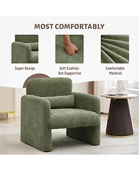 gaomon Single Sofa Chair, Reading Chair for Bedroom, Cozy Chenille Armchair, Mid Century Modern Accent Chair with Arms and Lumbar Pillow