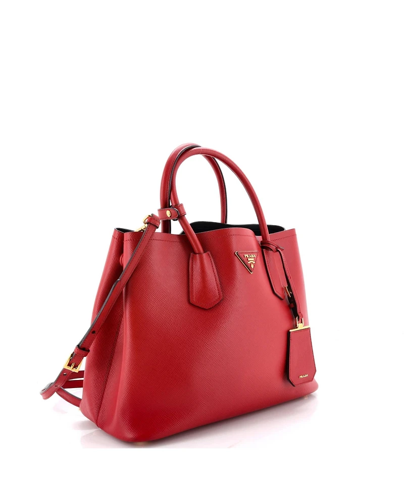 Pre-Owned Prada Medium Cuir Double Tote Saffiano Leather