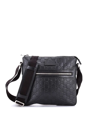 Pre-Owned Gucci Small Signature Zip Messenger Bag Guccissima Leather