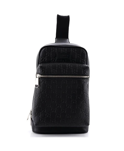 Pre-Owned Gucci Small Signature Slim Crossbody Bag Guccissima Leather