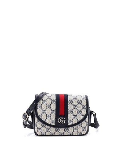Pre-Owned Gucci Mini Ophidia Flap Shoulder Bag Gg Coated Canvas