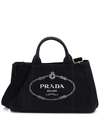 Pre-Owned Prada Medium Canapa Convertible Tote Canvas