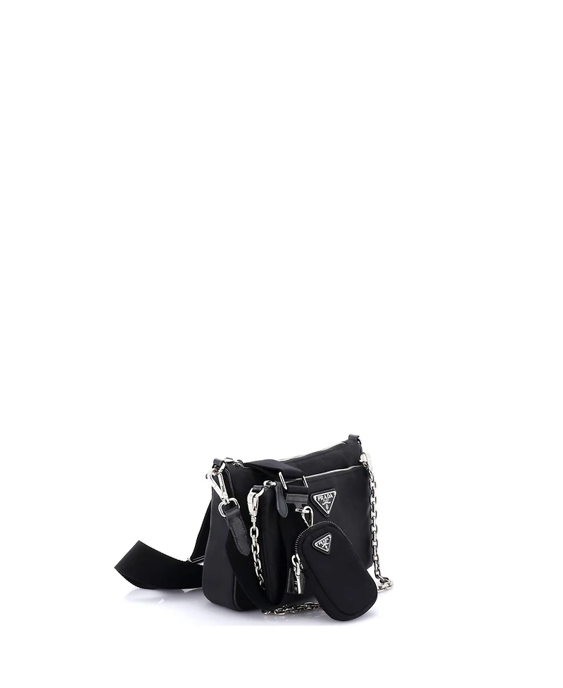 Pre-Owned Prada Small Double Pouch Convertible Crossbody Bag Tessuto