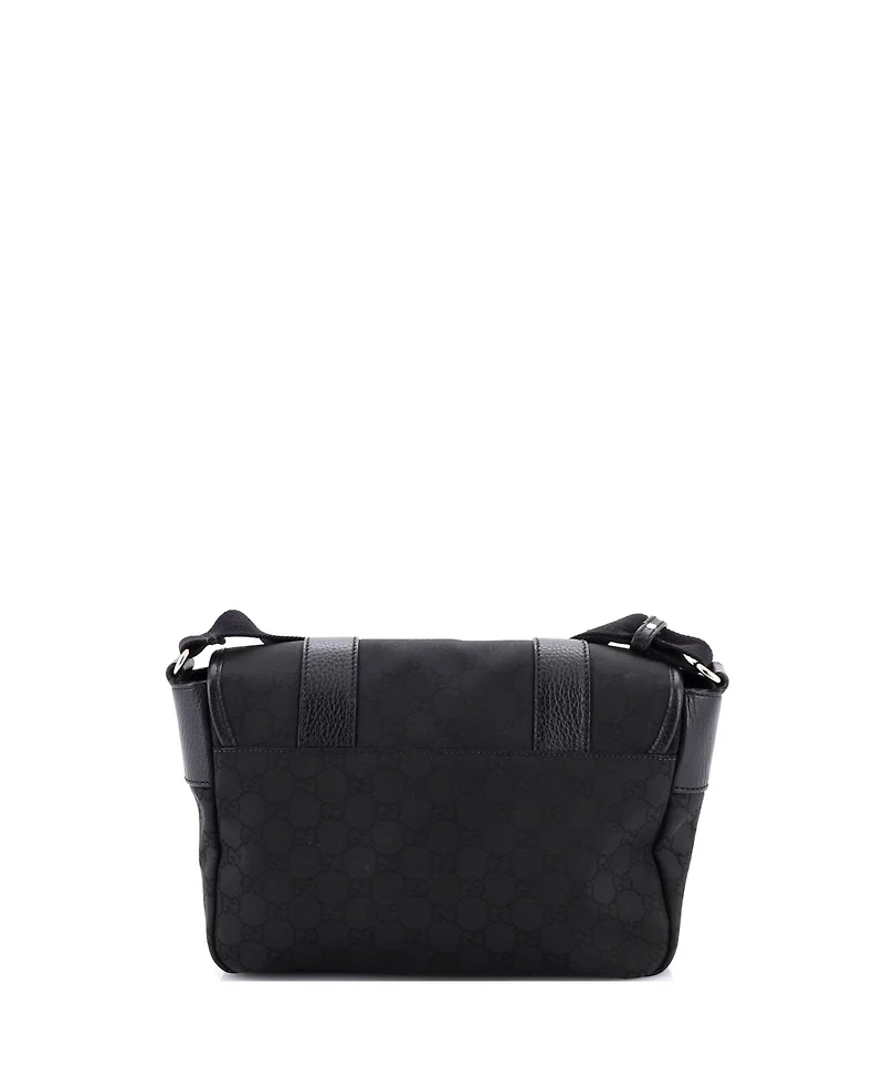 Pre-Owned Gucci Double Belt Flap Messenger Gg Canvas with Perforated Leather