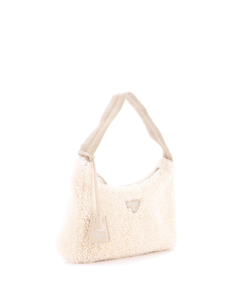 Pre-Owned Prada Mini Re-Edition 2000 Hobo Shearling