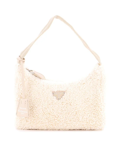 Pre-Owned Prada Mini Re-Edition 2000 Hobo Shearling