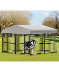 gaomon 10x10x6 ft Outdoor Dog Kennel for Large Dogs, Lockable Dog Enclosure with Uv-Resistant Waterproof Roof
