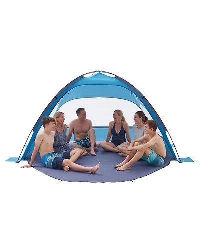 Mecale 6-Person Beach Tent Sun Shelter with Upf 50+ Protection and Sand Pockets
