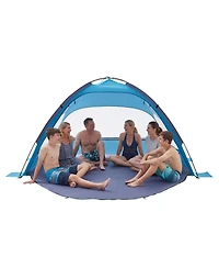 Mecale 6-Person Beach Tent Sun Shelter with Upf 50+ Protection and Sand Pockets