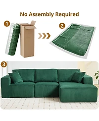 gaomon 108" L-Shaped Modular Sectional Sofa, 3-Piece Corduroy Cloud Couch with Left Facing Chaise and Armrests