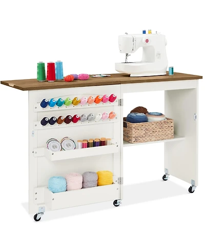 Best Choice Products Sewing Machine Table & Desk w/ Craft Storage and Trays