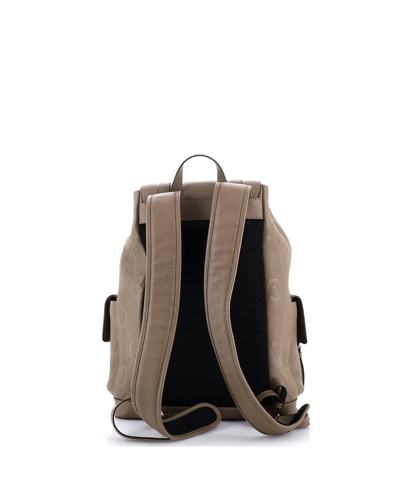 Pre-Owned Gucci Large Double Pocket Belt Backpack Jumbo Gg Embossed Leather