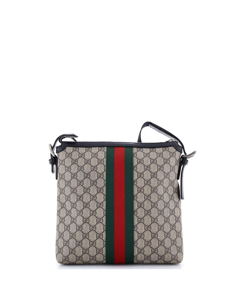 Pre-Owned Gucci Medium Web Messenger Bag Gg Coated Canvas