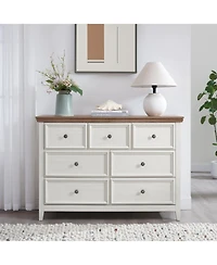 Flynama Rustic 3 Drawer Dresser Oak Finish Sturdy Construction for Bedroom Living Room Storage