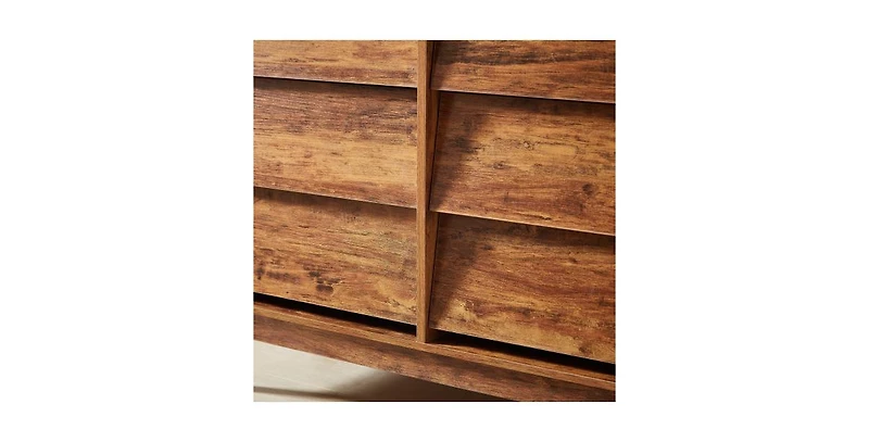 Flynama Traditional 6 Drawer Dresser Espresso Finish Sturdy Construction for Bedroom Living Room Storage