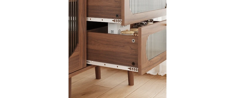 Flynama 3 Drawers Wooden Storage Cabinet with Door, Stable Anti-Toppling Retro Sideboard Organizer for Entryway Living Room