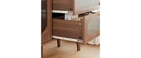 Flynama 3 Drawers Wooden Storage Cabinet with Door, Stable Anti-Toppling Retro Sideboard Organizer for Entryway Living Room
