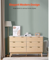 Gouun 6 Drawer Fluted Dresser with Spacious Storage for Bedroom and Entryway