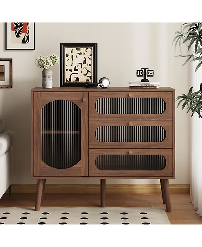 Flynama 8 Drawer Dresser with Lockable Drawer Brown Wood for Bedroom Security Storage