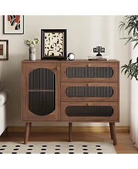 Flynama 8 Drawer Dresser with Lockable Drawer Brown Wood for Bedroom Security Storage