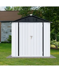 Mondawe 6x4 Ft Outdoor Metal Storage Shed with Apex Roof, Garden Tool Shed for Patio Backyard