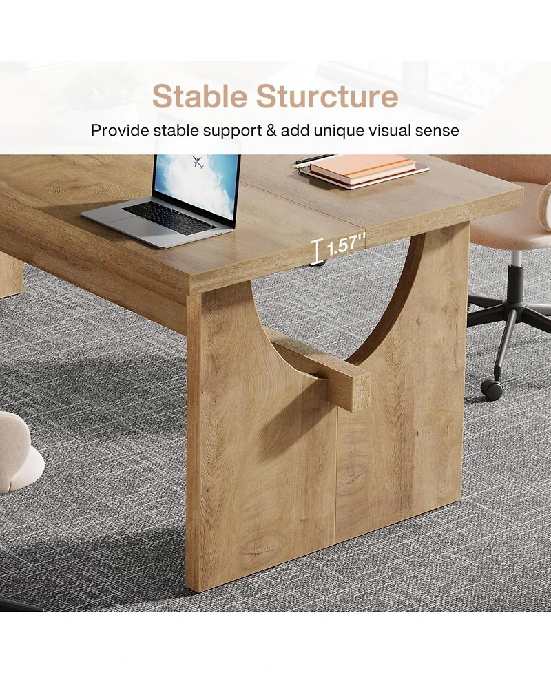 Tribesigns Executive Office Desk, 63-Inch Farmhouse Computer Desk, Large Writing Study Conference Table