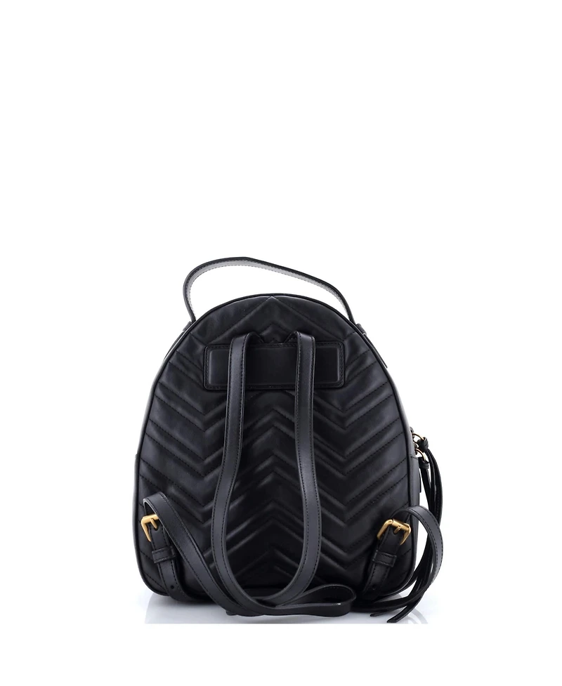 Pre-Owned Gucci Small Gg Marmont Backpack Embellished Matelasse Leather