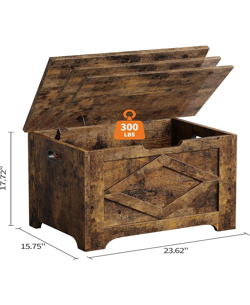 gaomon 23.6" Storage Chest, Wooden Bench with Safety Hinge, Easy Assembly, Large Toy Chest for Entryway