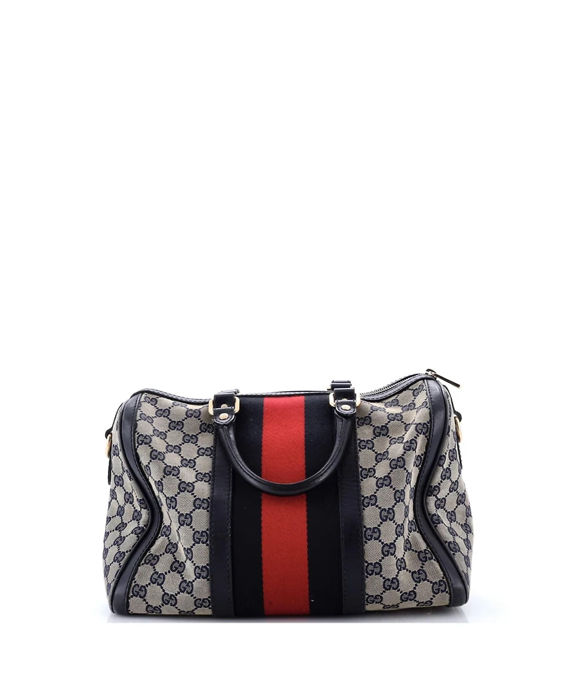 Pre-Owned Gucci Medium Vintage Web Boston Bag Gg Canvas