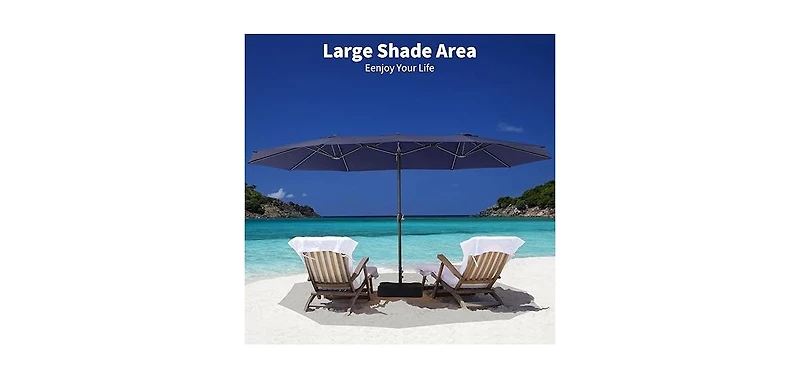 gaomon 15 ft Double Sided Rectangular Patio Umbrella with Crank, Outdoor Sun Shade