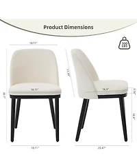 gaomon Modern Dining Chair Set of 4,Linen Upholstered Kitchen Chair with Curved Back,Sold Wood Legs,Accent Chair for Kitchen,Dining Room