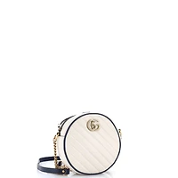 Pre-Owned Gucci Mini Gg Marmont Round Shoulder Bag Diagonal Quilted Leather