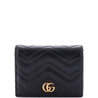 Pre-Owned Gucci Gg Marmont Flap Card Case Matelasse Leather