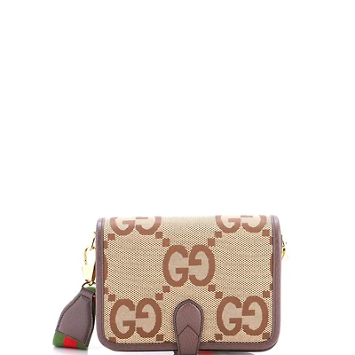 Pre-Owned Gucci Small Buckle Messenger Bag Jumbo Gg Canvas