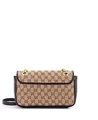 Pre-Owned Gucci Small Gg Marmont Flap Bag Diagonal Quilted Gg Canvas with Leather