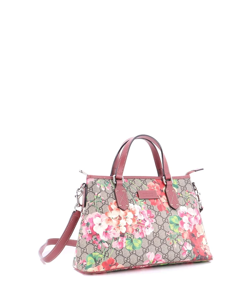 Pre-Owned Gucci Medium Convertible Zip Tote Blooms Print Gg Coated Canvas